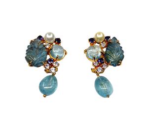 Pendientes de plata de ley 925 chapado en oro para mujer, joyería hecha a mano con amatista, piedras preciosas de circonita blanca - Product Image 1