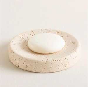 Affordable Travertine <b>Bathroom</b> <b>Accessories</b> Set with Soap Dish Dispenser Tumbler and Tray for Countertop Organization - Product Image 2
