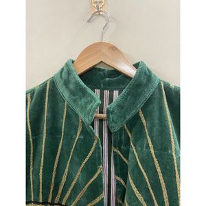Hand Embroidered <b>Velvet</b> Jacket <b>Women</b> Mandarin Collar Full Sleeve Autumn Bohemian Eye Pattern Open Front <b>Coat</b> - Product Image 5