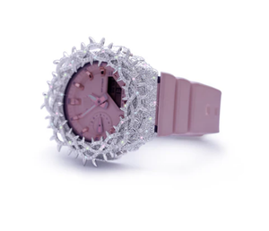 Reloj de Pulsera de Lujo Rosa Rubor, Bisel con Incrustaciones de Diamantes, Caja de Acero Inoxidable, Resistencia al Agua de 10 Bares, Personalizable con Números Romanos - Product Image 2