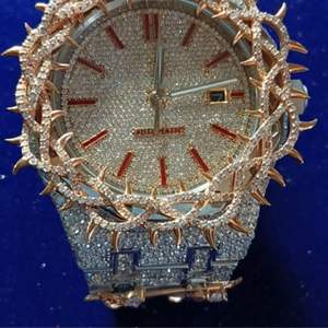 Montre de luxe Hip Hop avec diamants Moissanite VVS de laboratoire taille ronde, bracelet en caoutchouc, montre mécanique faite à la main - Product Image 4