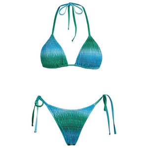 Conjunto de Bikini para Mujer al por Mayor, Precio Razonable, Sujetador y Braguita, Diseño Acanalado Sólido, Cuello Halter, Spandex/Poliéster, Secado Rápido - Product Image 6