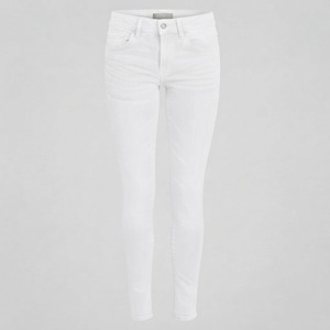 Jeans de Cintura Alta, Corte Ajustado, Lavado a la Piedra, para Mujer, Estilo Casual, Color Sólido, Cierre de Botones, Algodón Elástico con Spandex - Product Image 5