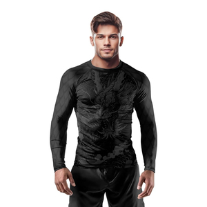Rashguard de alta movilidad para MMA, tela elástica transpirable, logotipo personalizado, tops de artes marciales BJJ y grappling para hombre, Rash Guard en venta. - Product Image 2