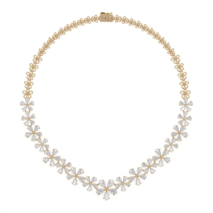 Collier Flora Symphony en diamants de culture, argent sterling 9KT, 10KT, 14KT, 18KT, collier de luxe avec diamants, cadeau pour femme - Product Image 4