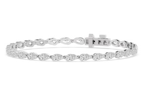 Bracelet éternité éblouissant en or rose 9 carats avec diamants de laboratoire taille poire de 6,38 CTW - Product Image 4