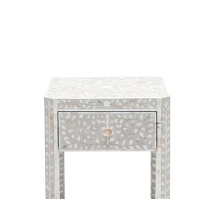 Unique floral leaf pattern inlay <b>bedside</b> table and luxury mother of pearl open <b>shelf</b> Capiz nightstand cabinet for home use - Product Image 3