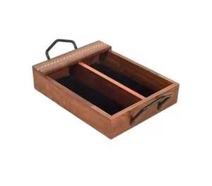 Wooden Cutlery Organizer Tray Kitchen Utensil Storage Box Multi Compartment Flatware Holder Drawer Organizer With Handles - Product Image 5