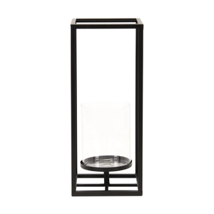 Nordic Style Black Metal <b>Hurricane</b> Lamp Contemporary Geometric Pillar Candle Stand Decorative Rectangular <b>Lantern</b> Home Decor - Product Image 2