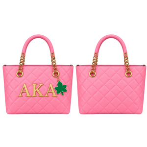   Bolso Tote de Moda para Mujer en Rosa y Verde, Diseño con Letras de Inspiración Griega, Asa Superior, Bolso de Hombro, Gran Capacidad, Bolso para Uso Diario - Product Image 1