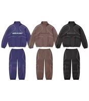 Ensemble de survêtement coupe-vent personnalisé unisexe, veste à fermeture éclair intégrale, coupe-vent et imperméable, survêtement en nylon pour hommes