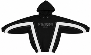 Sudadera con Capucha Unisex, Corte Regular, Costuras en Contraste Blanco y Negro, Ropa Casual de Invierno, Cuello con Botones de Poliéster/Algodón - Product Image 2