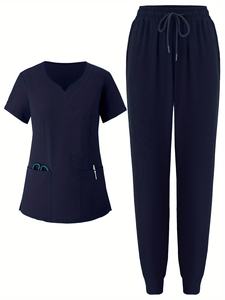 Ensembles d'uniformes médicaux personnalisés unisexes en denim et spandex, 2 pièces, style jogger, pour infirmières, médecins, dentistes et cliniques vétérinaires - Nouveauté 2024 - Vente en gros - Product Image 5