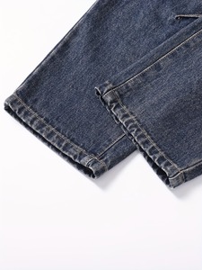 กางเกงยีนส์ผู้ชายทรงตรง รุ่น AAFII IMPEX สีน้ำเงินเข้มฟอก ผ้าฝ้าย 100% น้ำหนักเบา เป็นมิตรต่อสิ่งแวดล้อม ดีไซน์ตะเข็บแบบลำลอง - Product Image 4