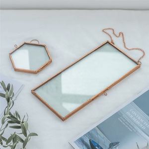 Antique Brass Finish Rectangular Glass Photo <b>Frame</b> Tabletop Vertical Adjustable Stand - Product Image 3