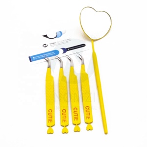 Ensemble d'outils de beauté personnalisables professionnels de haute qualité dernières Extensions de cils en acier inoxydable pince à épiler pointue à poignée diamantée - Product Image 6
