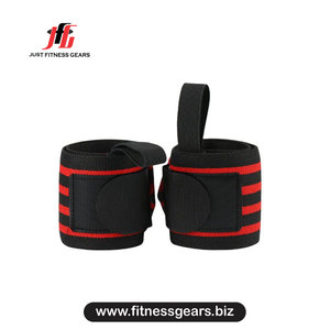 Support de poignet rouge réglable avec boucle auto-agrippante pour la musculation unisexe - Product Image 1