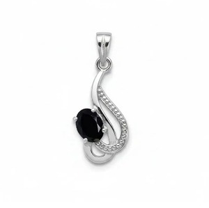 Pendentif ovale en onyx noir plaqué rhodium en argent sterling, fait main, minimaliste, cadeau tendance pour elle, Rhaya Jewels - Product Image 4