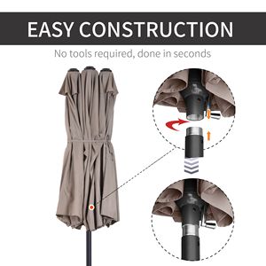 Extra <b>Large</b> 15ft Double Sided Patio <b>Umbrella</b> with Crank Handle for Deck Lawn Backyard Pool Tan Color 2.5m and 2.7m Radii - Product Image 6