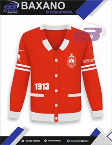 Suéter Cárdigan Acrílico de Invierno de la Hermandad Delta Sigma Theta, Detalles Rojos y Blancos, Cuello en V, Diseño 1913 Chicago, DST Sorority - Product Image 5