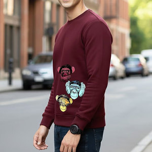 Sweat-shirt d'hiver de haute qualité pour homme, col rond, streetwear, avec logo personnalisé brodé ou appliqué, en coton épais, épaules tombantes - Product Image 2