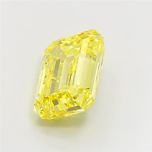 Diamant de laboratoire CVD certifié, taille émeraude, jaune intense fantaisie, pierre précieuse lâche étincelante, luxe exquis pour l'art des joailleries fines - Product Image 5