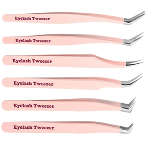 Pince à cils personnalisée en acier inoxydable antistatique, courbée et arrondie, outil professionnel pour extensions de cils 3D - Product Image 2