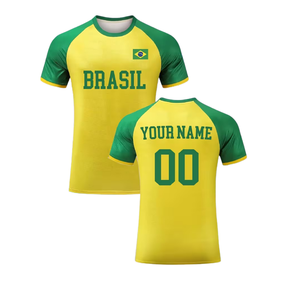 Maillot de football décontracté d'été à manches courtes pour hommes, T-shirt de supporter du Brésil, vente en gros par lot - Product Image 1