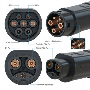 Adaptateur de chargeur EV GB/T vers Type 1, 32A 1000V AC DC, convertisseur de charge rapide, GB/T vers SAE J1772 pour les voitures électriques du marché américain - Product Image 1