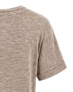 Camiseta Casual Personalizada para Mujer, Cuello en V, Color Taupe, Manga Corta, Mezcla de Algodón, Suave y Ligera, con Bolsillo, Cómoda para Uso Diario en Verano - Product Image 3