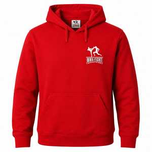 MMA Fight <b>Men's</b> <b>Red</b> Hooded <b>Sweatshirt</b> 100% Cotton Fleece Regular Fit Casual Front Logo Pocket Design Anti-Wrinkle Winter - Product Image 1