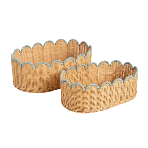 ตะกร้าหวายทรงหยักสไตล์อีโคชิค สำหรับใส่ขนมปัง ผลไม้ ของใช้เบ็ดเตล็ด ตะกร้าหวายสวยงามเหมาะสำหรับวางบนโต๊ะ จากเวียดนาม - Product Image 1