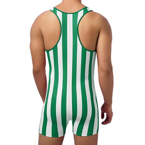 Traje de lucha libre para hombre, mono sin mangas, estilo único, ajustado, a rayas, deportivo - Product Image 3