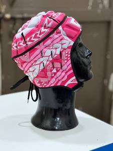 Casquette de rugby rose personnalisée |   Protège-tête rembourré en tissu poly léger |   Visière transparente de protection matelassée avec 7 aérations pour - Product Image 2