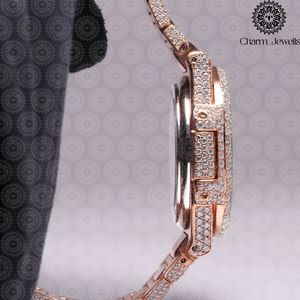 Montre de Luxe Charm Jewells en Acier Inoxydable, Boîtier 40mm, Mouvement Mécanique Analogique, Bracelet Tendance pour Homme, Accents Diamantés, Étanchéité 10 ATM - Product Image 4