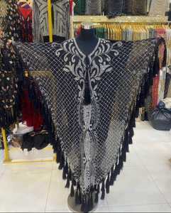 Wedding Ceremony Eid Ramadan Jalabiya Dubai Luxury Handmade <b>Silver</b> Rhinestone Abaya Modest Muslim Floor Length Slim Mesh - Product Image 3