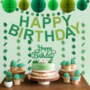 Striscione Verde 'Buon Compleanno' Pre-Decorato, Set per Decorazioni di Feste di Compleanno - Product Image 2