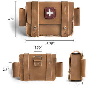 Wholesale waterproof leather medical pouch for emergency medicine storage <b>camping</b> travel hiking and outdoor first aid for sale - Product Image 6