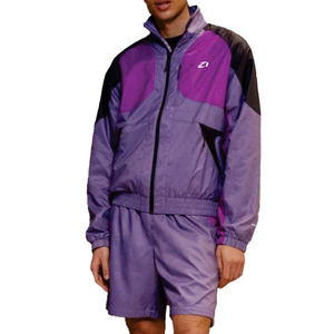 ชุดวิ่งผู้ชายแบบ 2 ชิ้น ผ้าไนลอนระบายอากาศได้ดี พร้อมแถบสะท้อนแสง UV ชุดกันลมแบบมีซิป เสื้อแจ็คเก็ตและกางเกงขาสั้น - Product Image 2