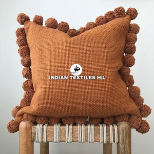 Tufted Boho Cushion Cover By Indian Textiles H/L Handwoven Decorative <b>Throw</b> <b>Pillow</b> Luxury Boho <b>Pillow</b> Cover - Product Image 3