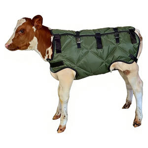 Manta para terneros completamente envolvente, a prueba de viento, impermeable, de forro polar grueso, tipo chaqueta para ganado, con protección completa para vientre y cuello, talla grande - Product Image 1