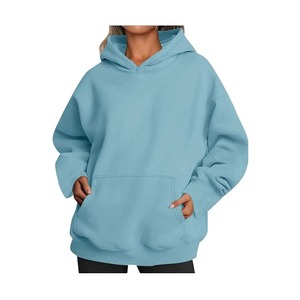 เสื้อฮู้ดสีฟ้าอ่อนแบบยูนิเซ็กซ์ ทรงปกติ สีพื้น ผ้าโพลีเอสเตอร์/คอตตอน เฟรนช์เทอร์รี่ ดีไซน์กระเป๋าแบบลำลอง เป็นมิตรกับสิ่งแวดล้อม - Product Image 3