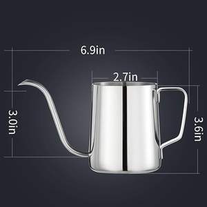 Bouilloire à bec de cygne en acier inoxydable de 12 oz pour café et thé, avec bec long et étroit de précision, vente en gros OEM - Product Image 3