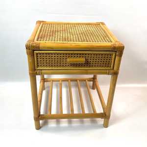 Wholesale Vintage Bamboo Rattan <b>Side</b> <b>Table</b> with <b>Drawer</b> Natural Boho Style Nightstand End <b>Table</b> Furniture OEM ODM Made in Vietnam - Product Image 3