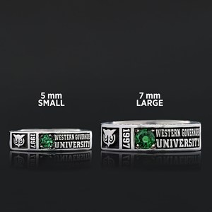 BOJ 001 Bague de diplôme unisexe personnalisée vintage en moissanite, certifiée, sertie à griffes en argent, plaquée rhodium, pour les diplômes universitaires et supérieurs - Product Image 3