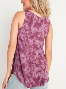 Débardeur tricoté sans manches tie-dye pour femme, col rond, décontracté, respirant, 100 % polyester, sportif, logo avant, longueur standard - Product Image 4