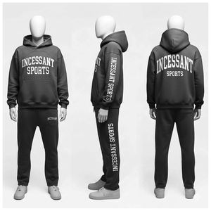 Ensembles pour hommes en coton 100% avec logo personnalisé, ensembles de survêtements brodés pour hommes, ensembles de jogging, ensembles deux pièces, sweat-shirt à fermeture éclair - Product Image 6