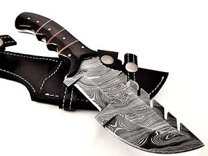 Couteau de camping artisanal en acier Damas et os de chameau, personnalisé, garantie 3 ans, léger et durable - Product Image 6