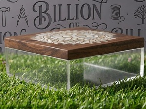 Boîte carrée artisanale en plexiglas acrylique avec couvercle en bois incrusté de nacre, écologique, transparente, pour la rangement et les cadeaux de vaisselle - Product Image 6