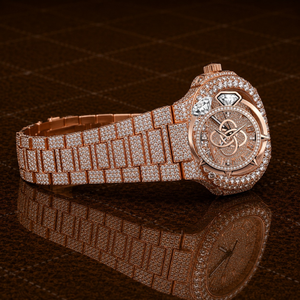 Montre en diamant moissanite avec logo personnalisé, montre de luxe pour homme, entièrement sertie de pierres VVS, bracelet en pierres - Product Image 2